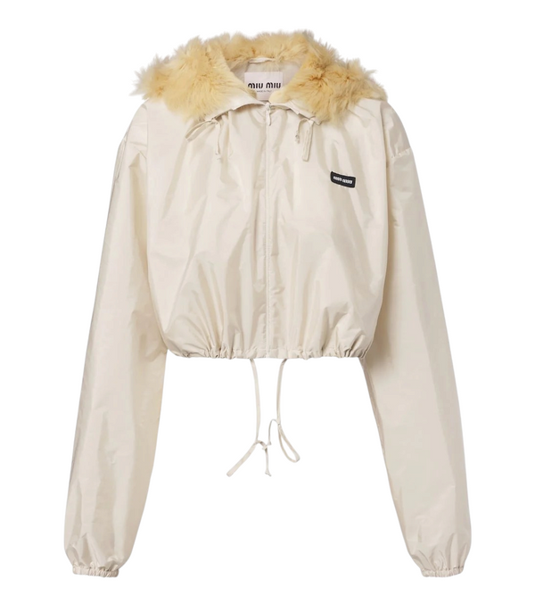 Miu Miu Cropped hooded shearling-trimmed jacket