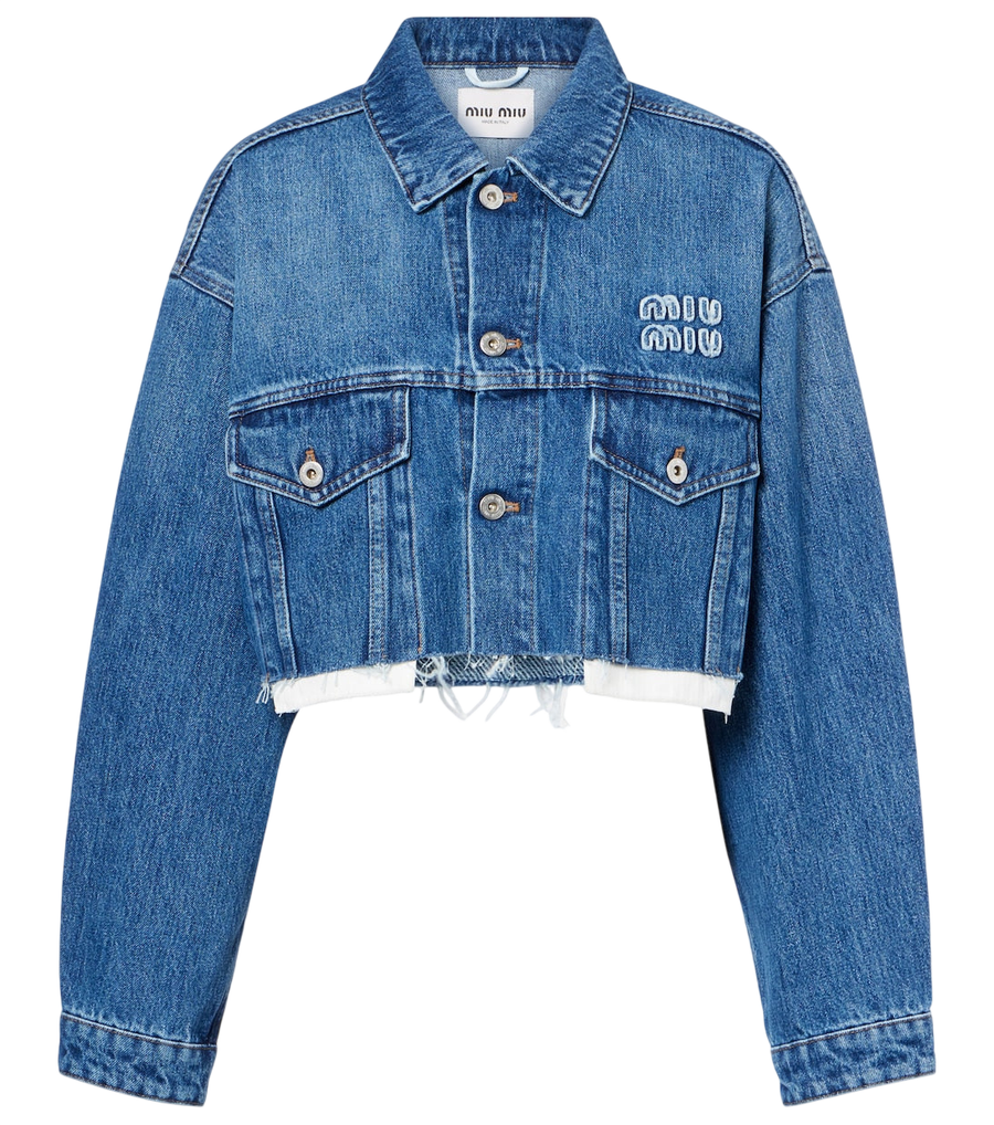 Miu Miu Cropped logo denim jacket
