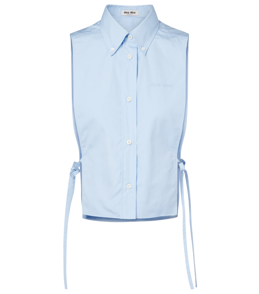 Miu Miu Cutout cropped cotton poplin shirt