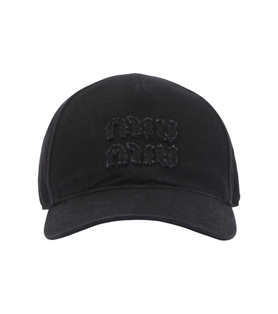Miu Miu Distressed denim baseball cap