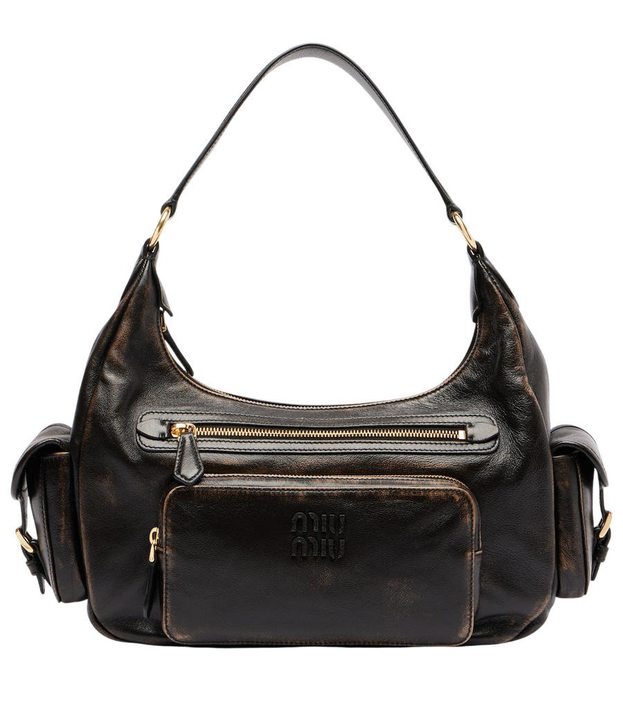 Miu Miu Distressed leather shoulder bag