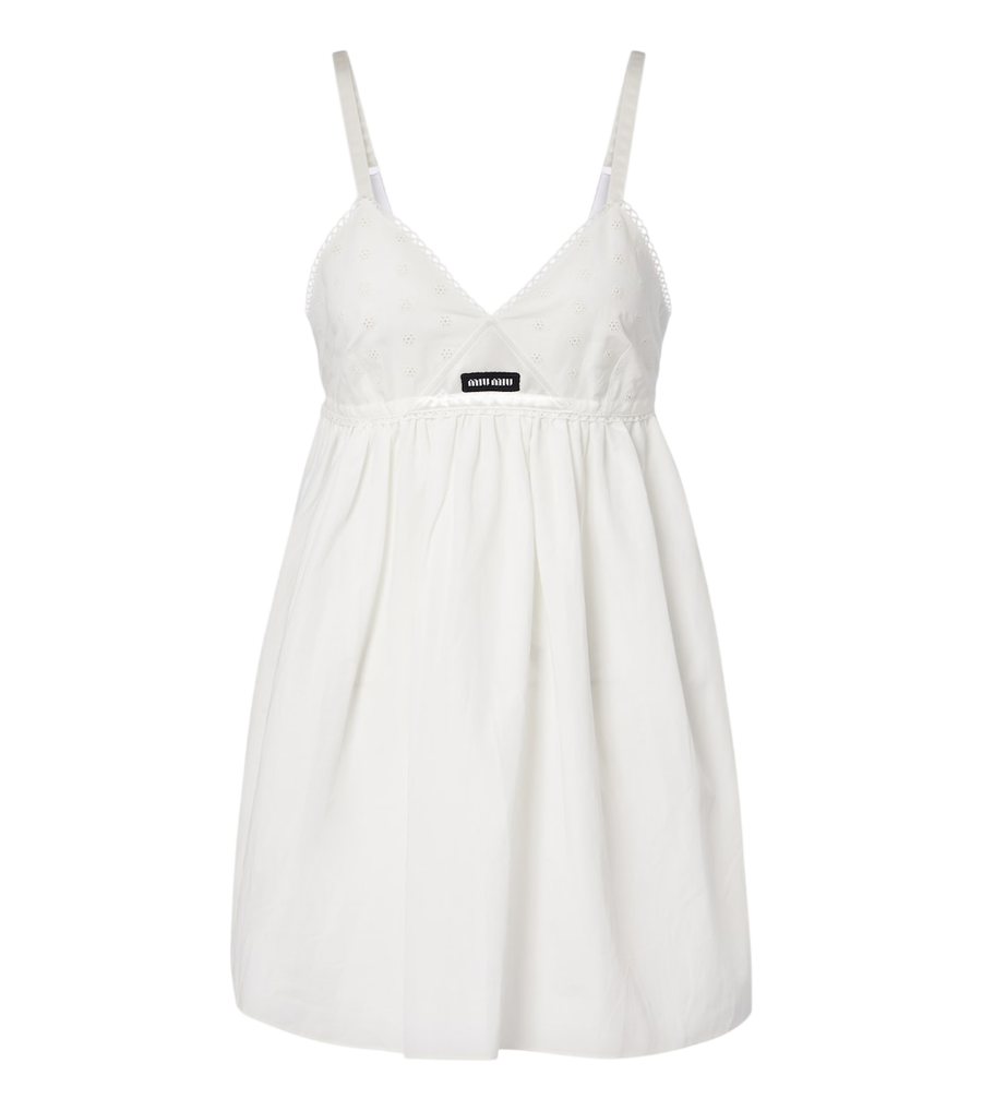Miu Miu Embroidered cotton and linen-blend minidress