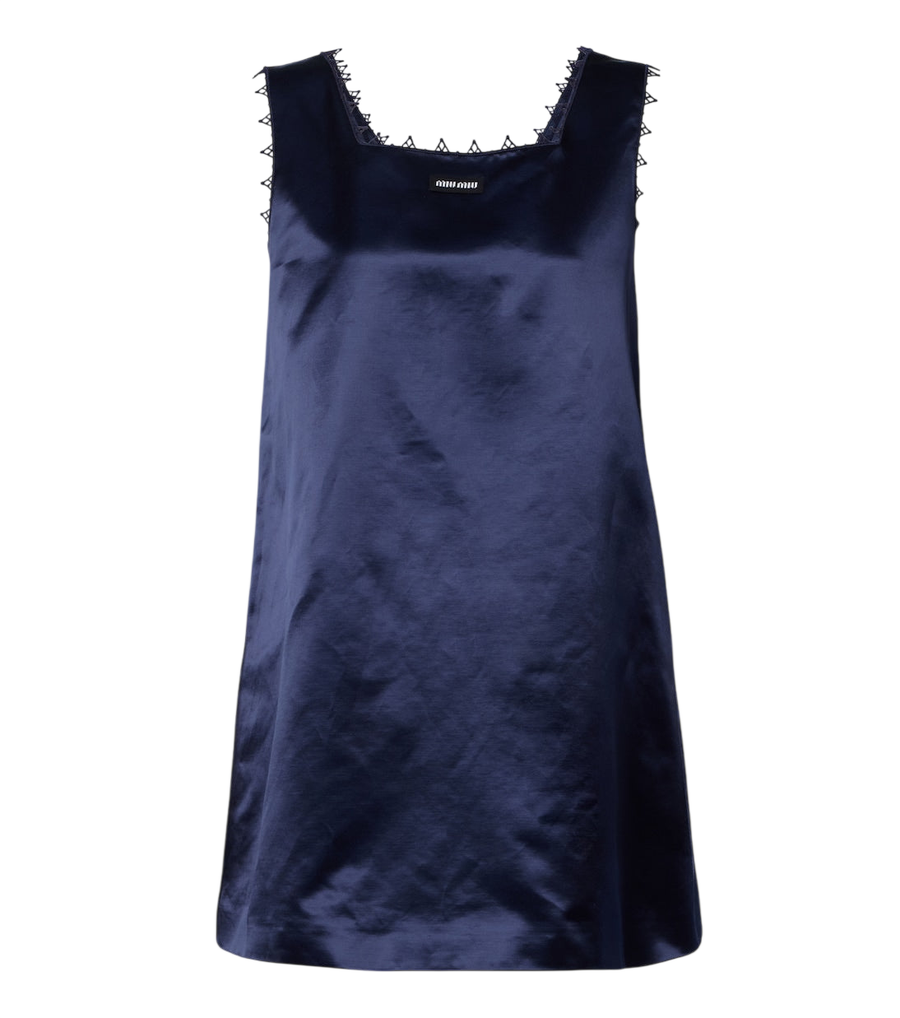Miu Miu Embroidered cotton-blend satin minidress