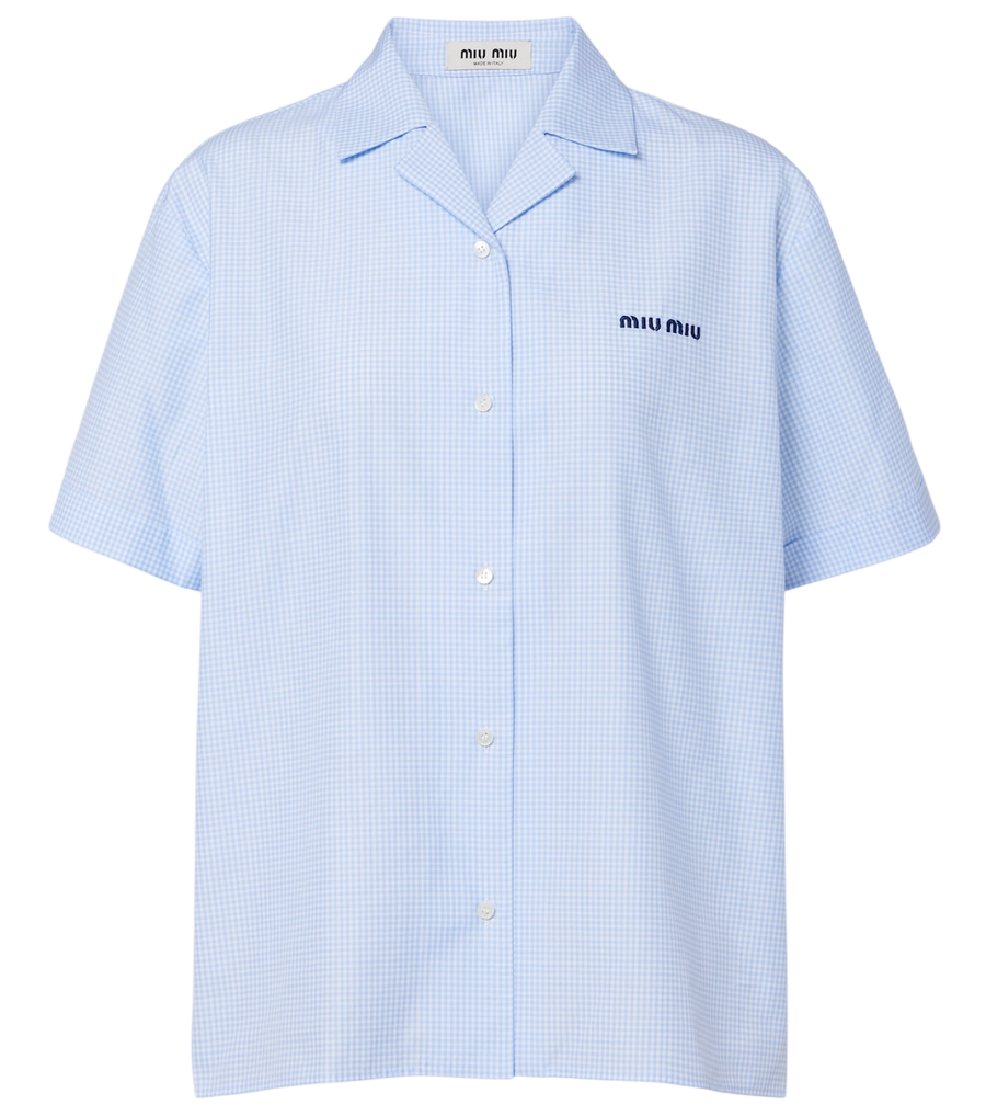 Chemise de bowling en coton vichy Miu Miu