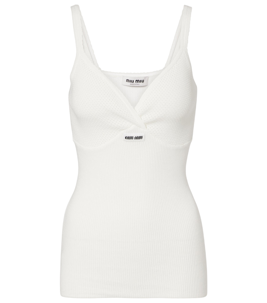 Miu Miu Lace-trimmed cotton top