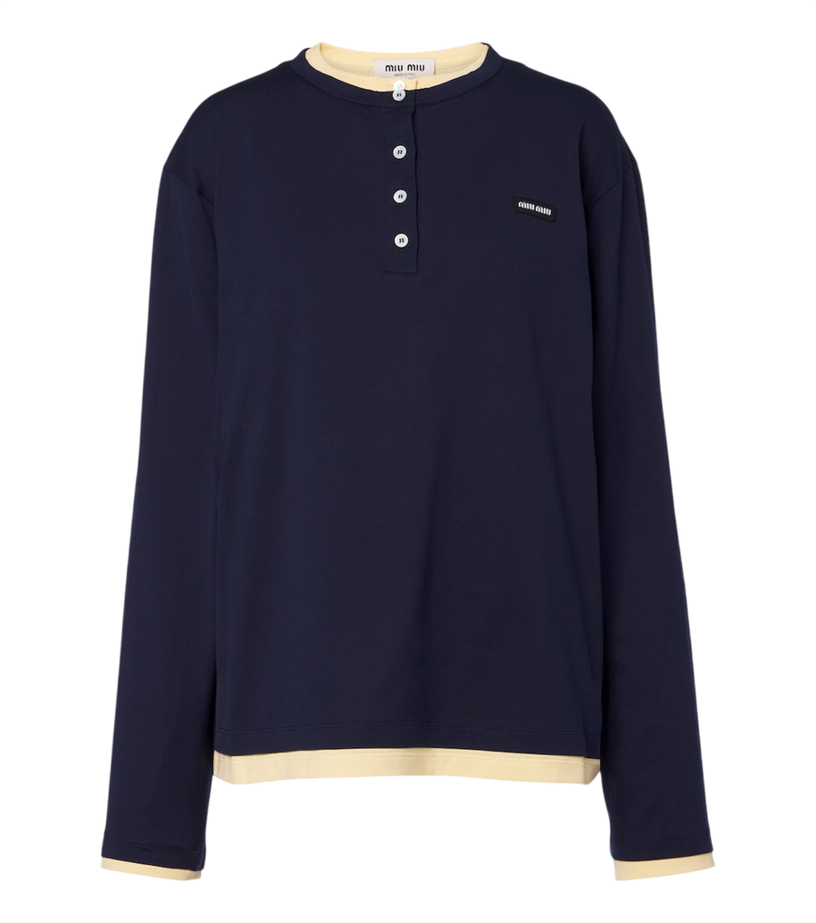 T-shirt Henley Miu Miu en jersey de coton superposé