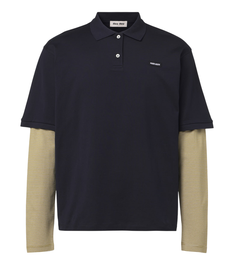 Miu Miu Layered cotton jersey polo shirt