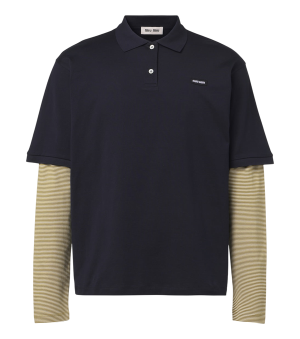 Miu Miu Layered cotton jersey polo shirt