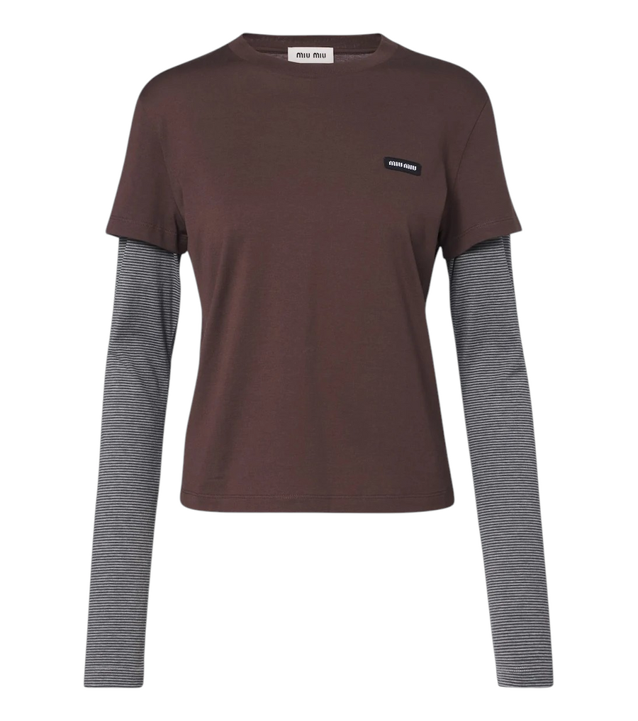 Miu Miu Layered cotton jersey T-shirt