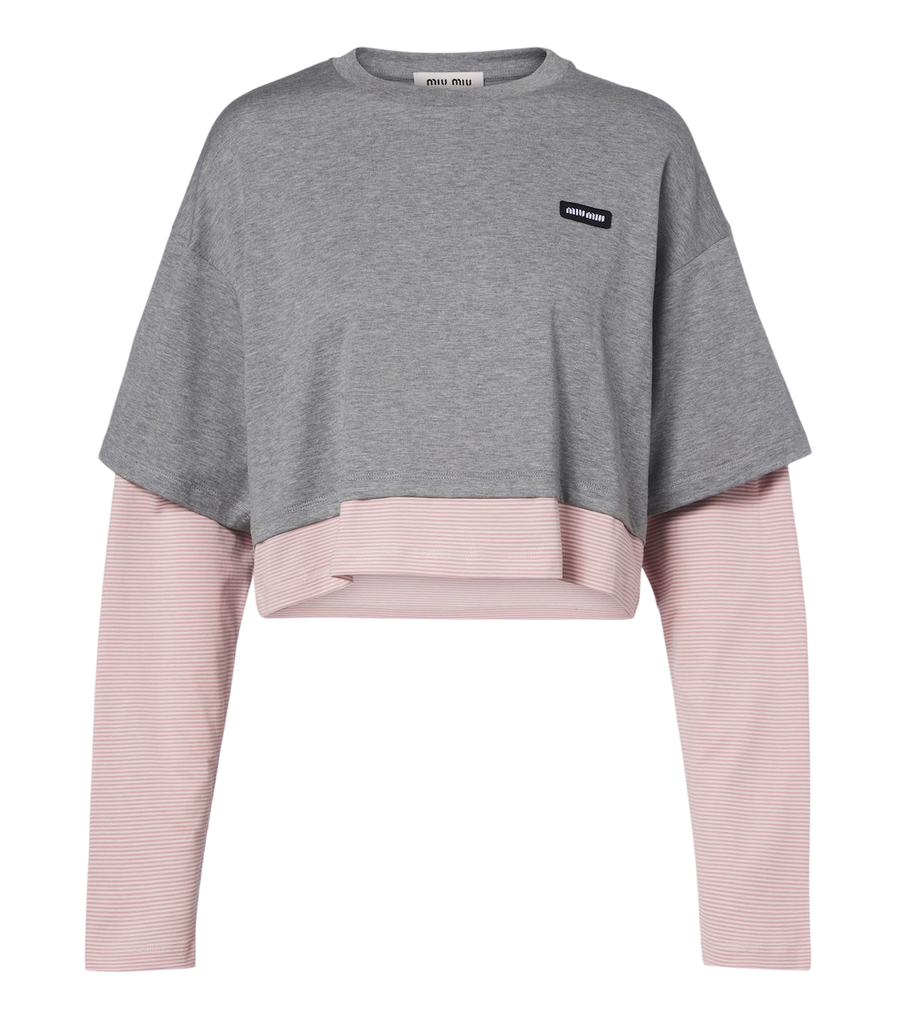 Miu Miu Layered cotton jersey T-shirt