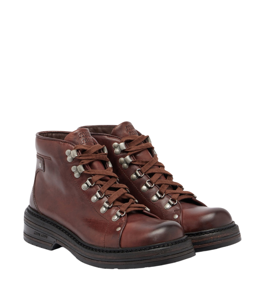 Miu Miu Leather lace-up boots