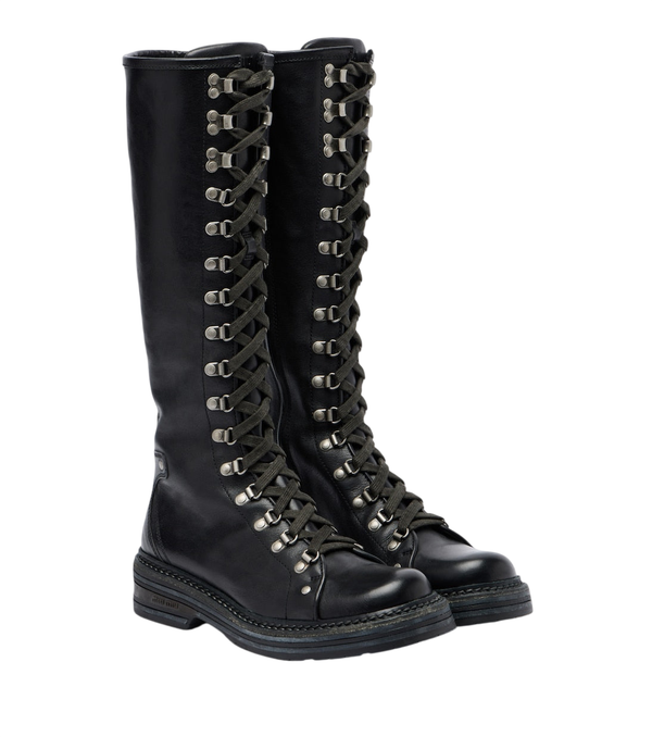 Miu Miu Leather lace-up boots