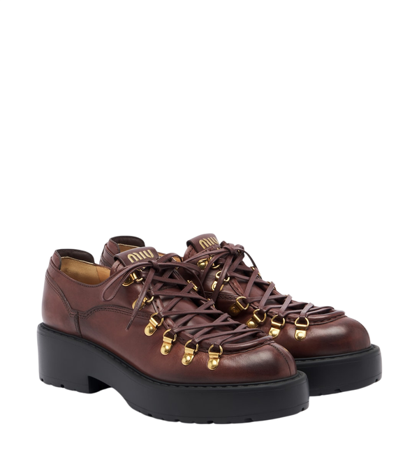 Miu Miu Leather lace-up loafers