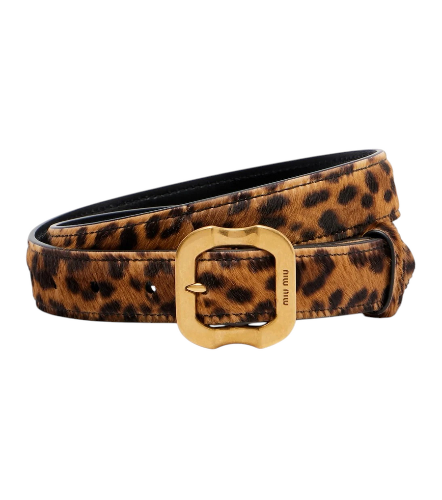 Miu Miu Leopard-print calf hair belt