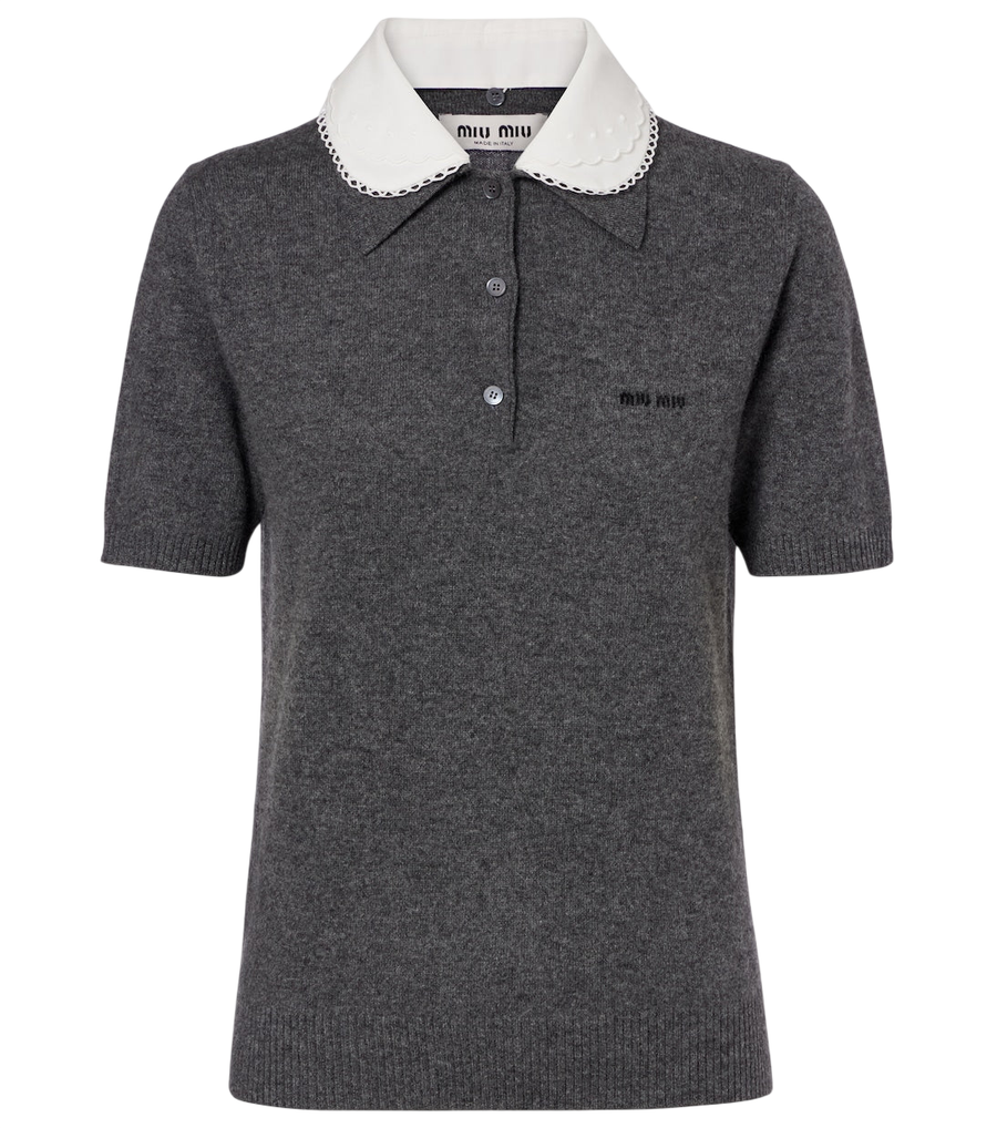 Miu Miu Logo cashmere polo sweater