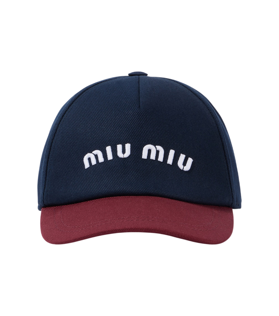 Miu Miu Logo cotton drill baseball cap