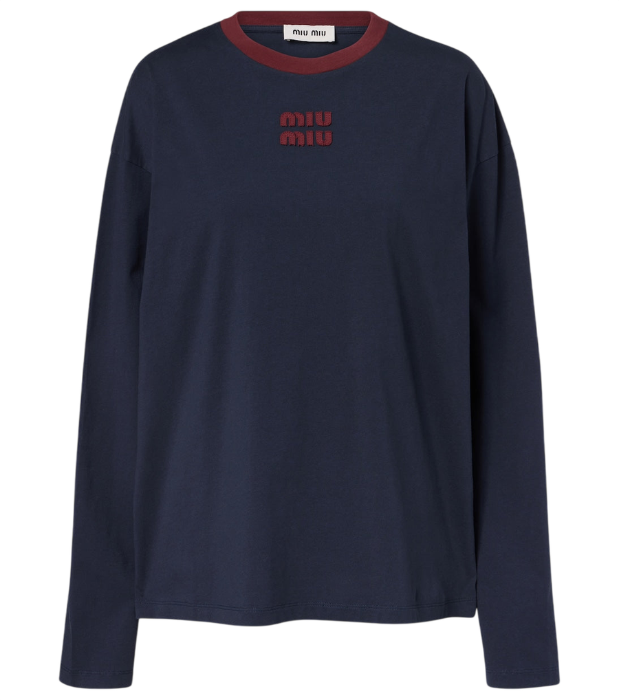 T-shirt en jersey de coton à logo Miu Miu
