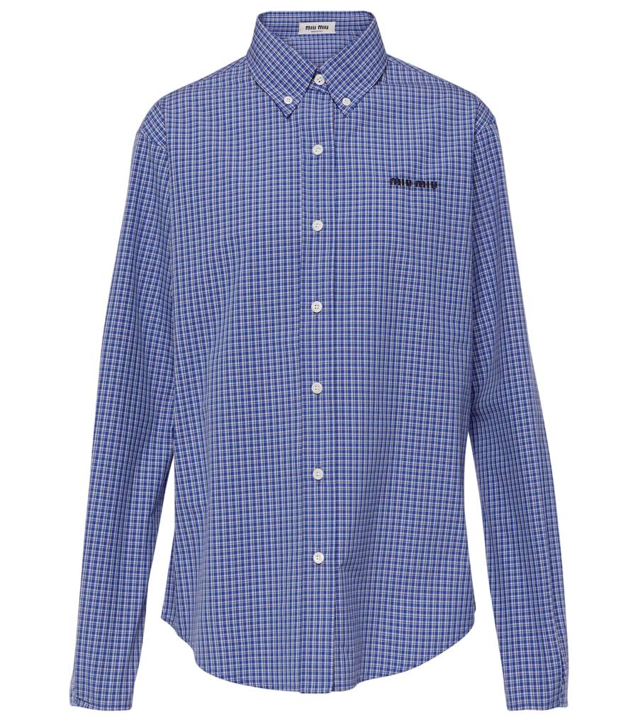 Chemise en popeline de coton avec logo Miu Miu