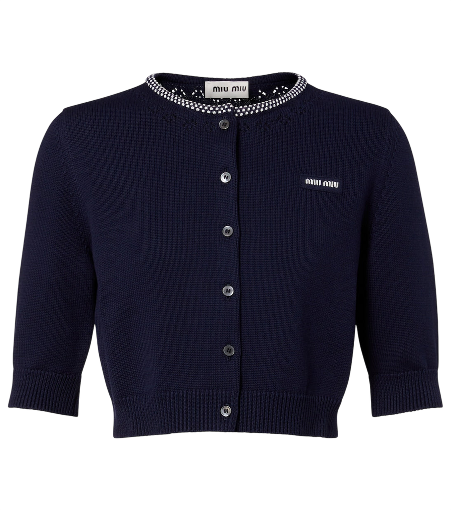 Miu Miu Logo cropped cotton cardigan