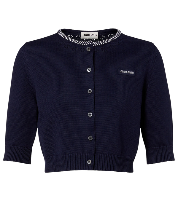 Miu Miu Logo cropped cotton cardigan