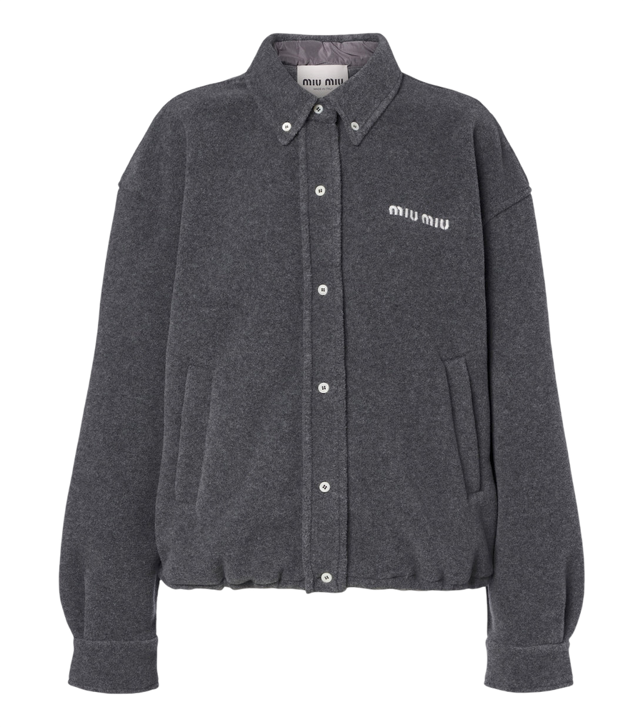 Miu Miu Logo embroidered blouson jacket