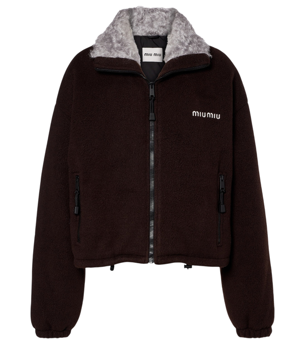 Miu Miu Logo gabardine bomber jacket