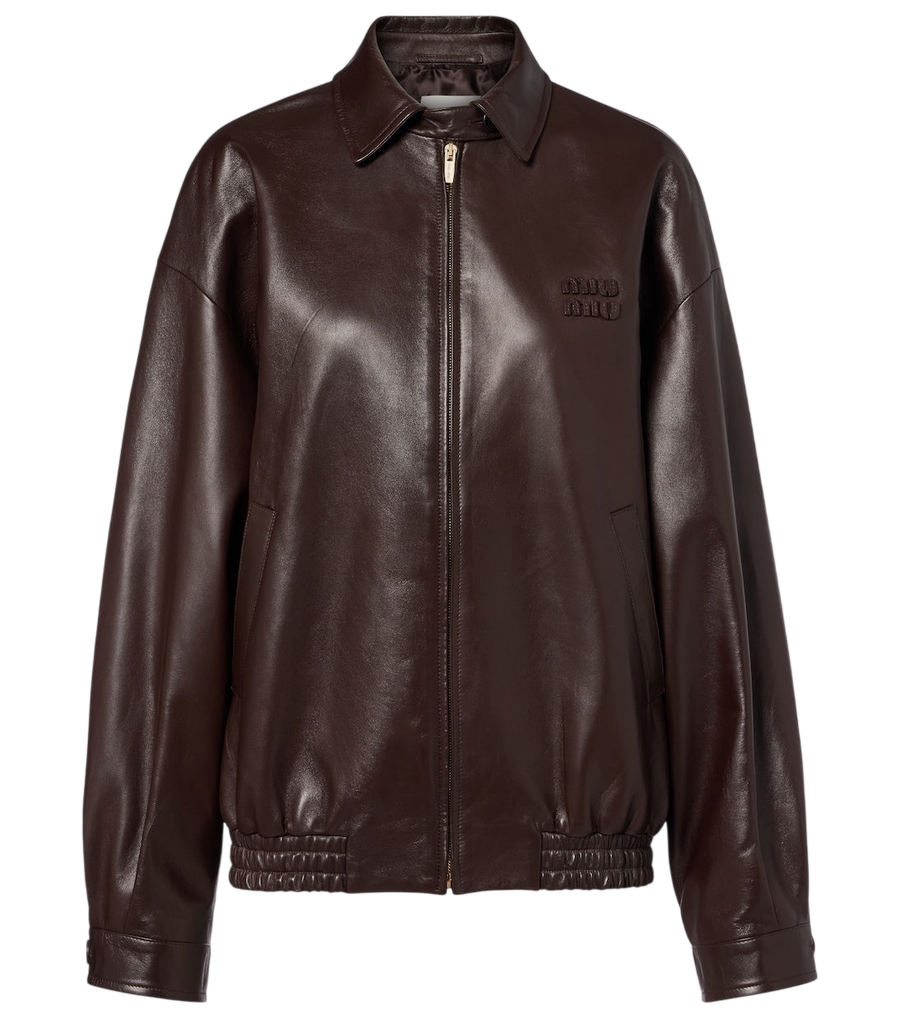 Miu Miu Logo leather jacket