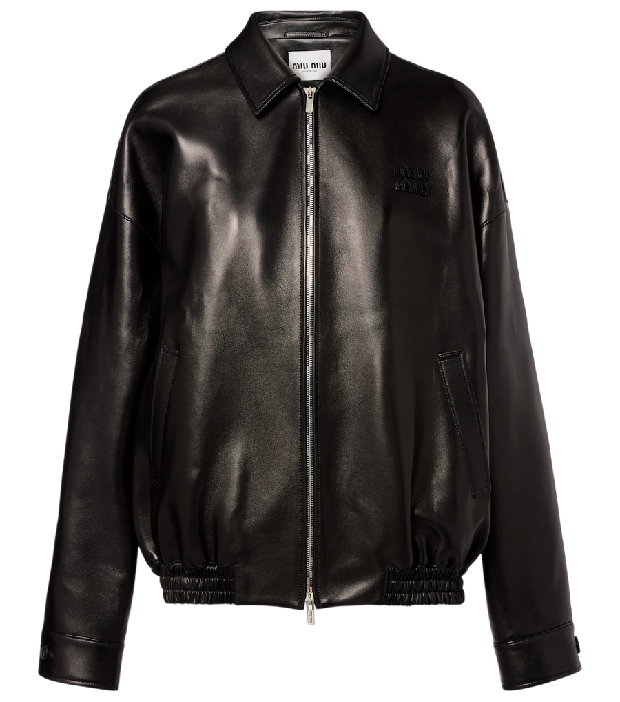 Miu Miu Logo leather jacket