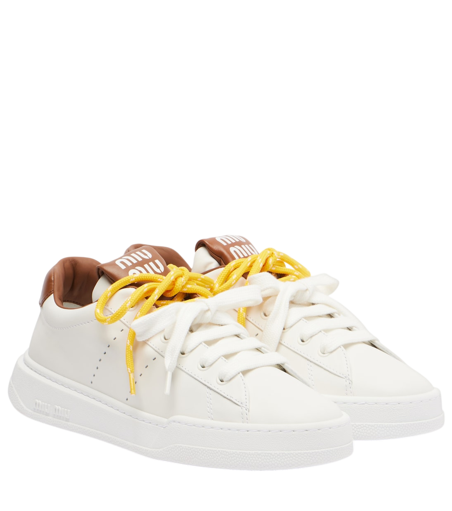 Baskets en cuir avec logo Miu Miu