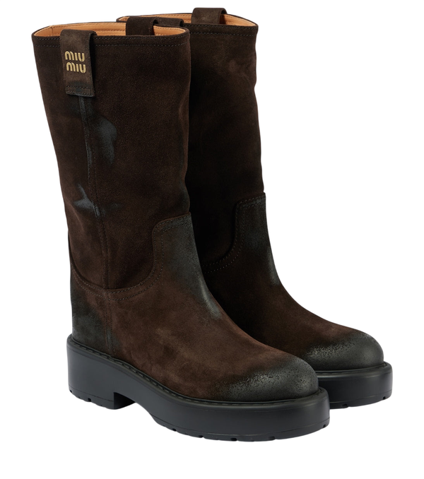 Miu Miu Logo suede ankle boots