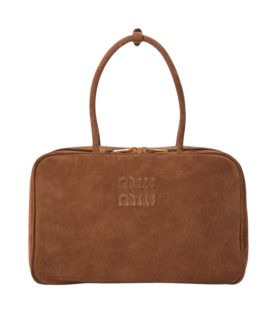 Miu Miu Logo suede tote bag