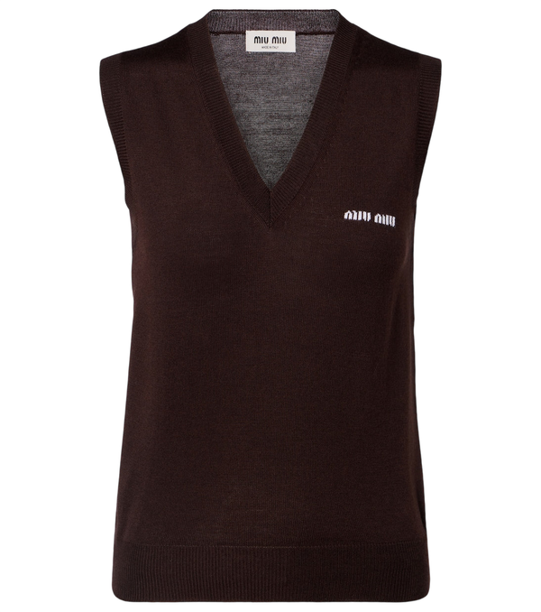 Miu Miu Logo virgin wool sweater vest