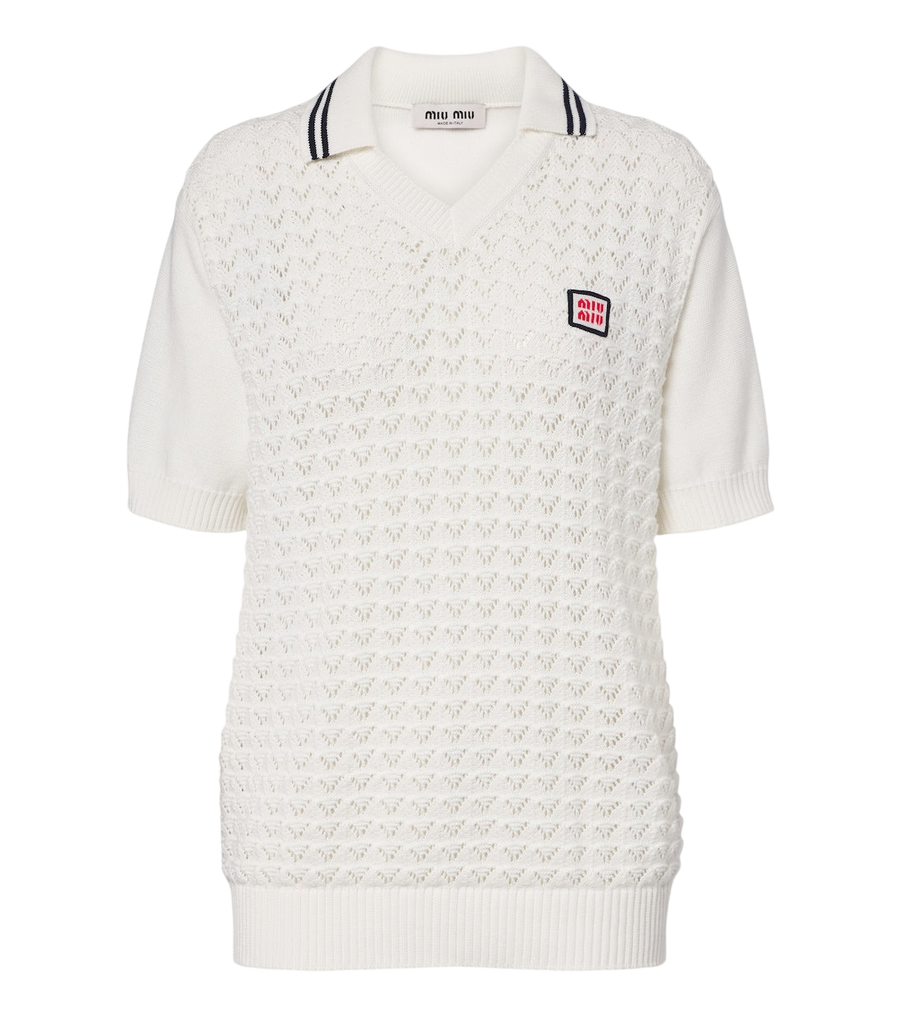Miu Miu Open-knit cotton polo shirt