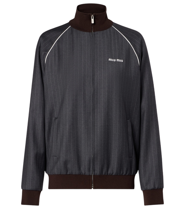 Miu Miu Pinstripe virgin wool blouson