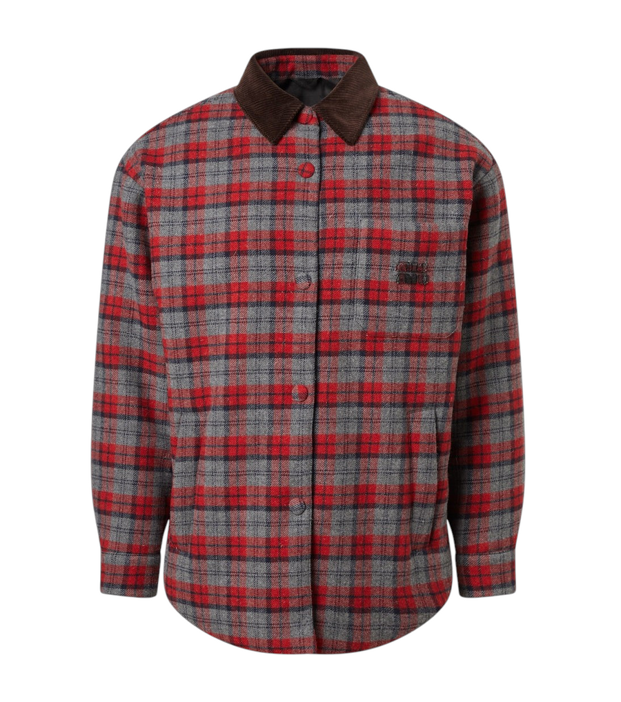 Miu Miu Plaid virgin wool down overshirt