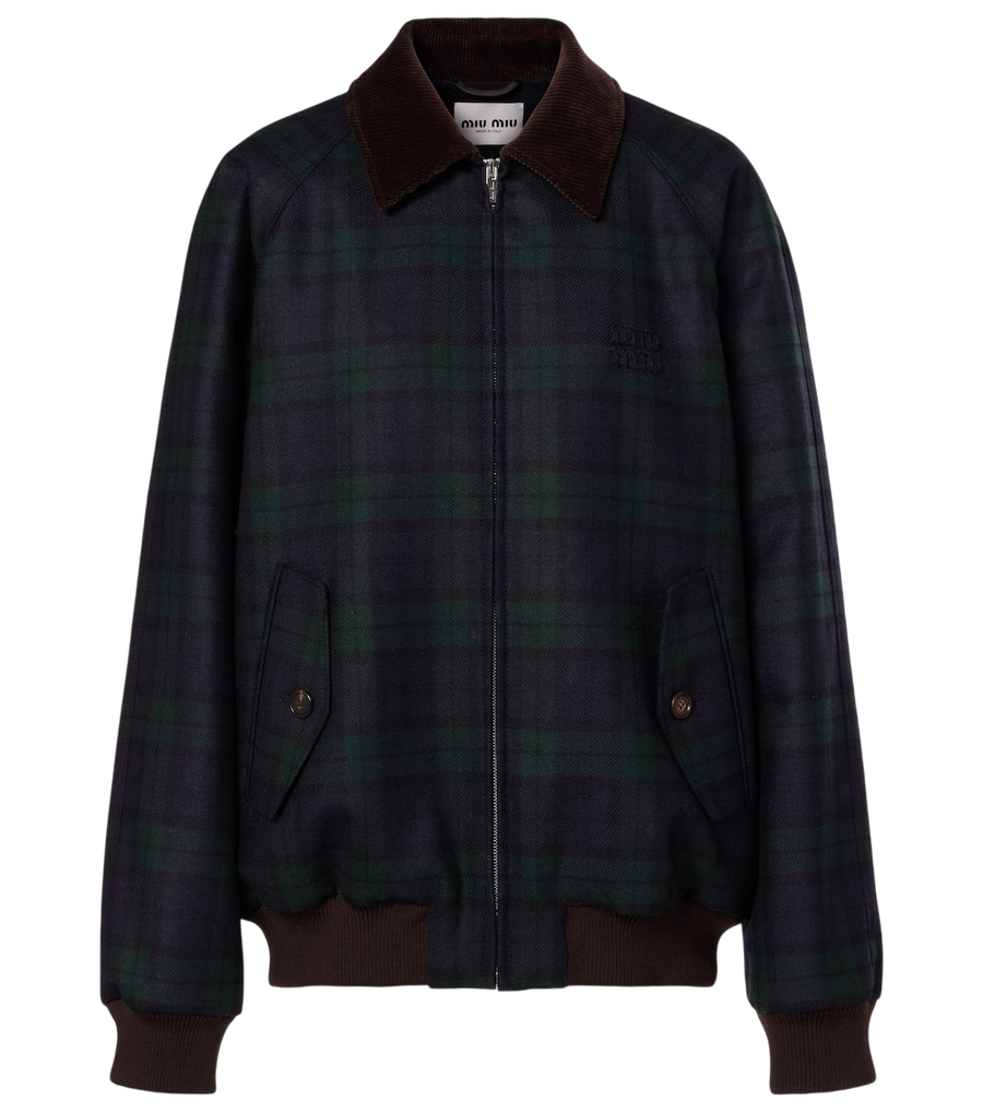 Miu Miu Plaid virgin wool twill blouson jacket