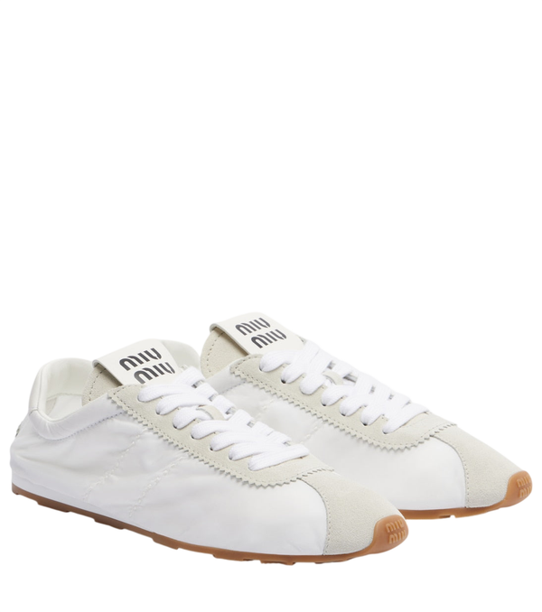 Miu Miu Plume suede-trimmed sneakers
