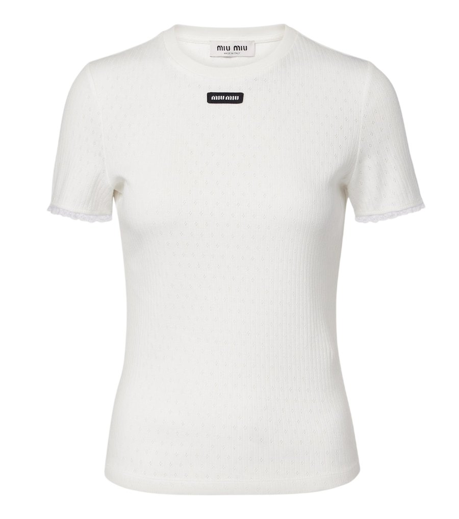Miu Miu Pointelle cotton T-shirt