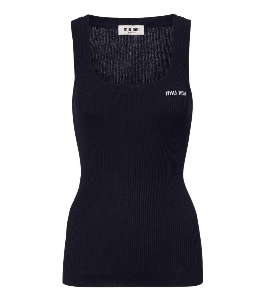 Miu Miu Ribbed-knit cotton tank top