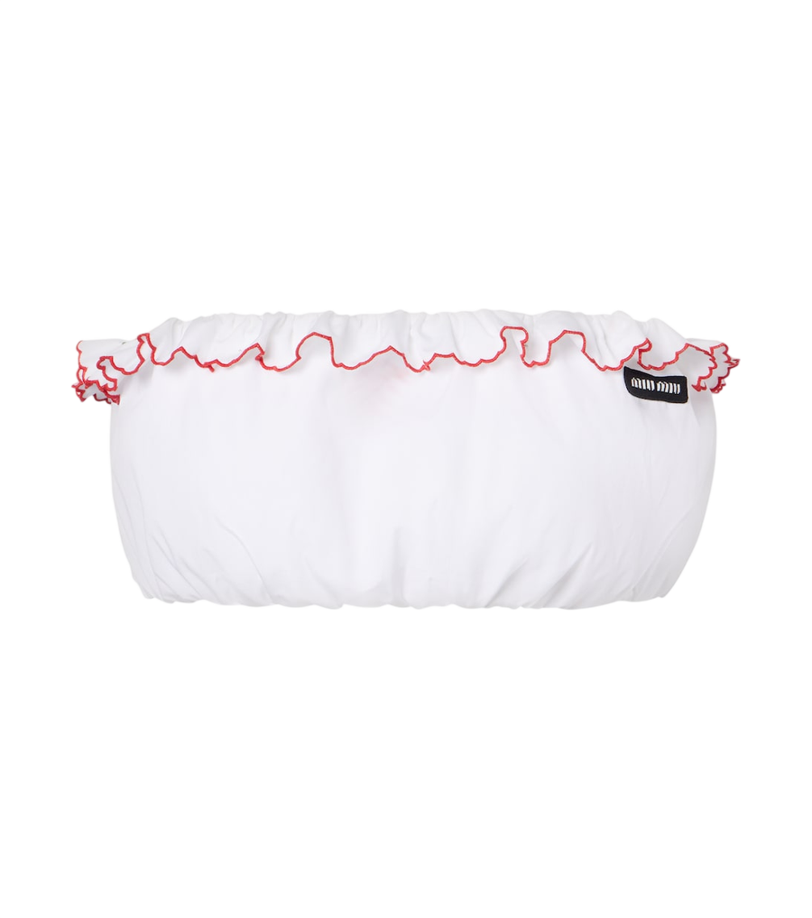 Miu Miu Scalloped cotton poplin bandeau top
