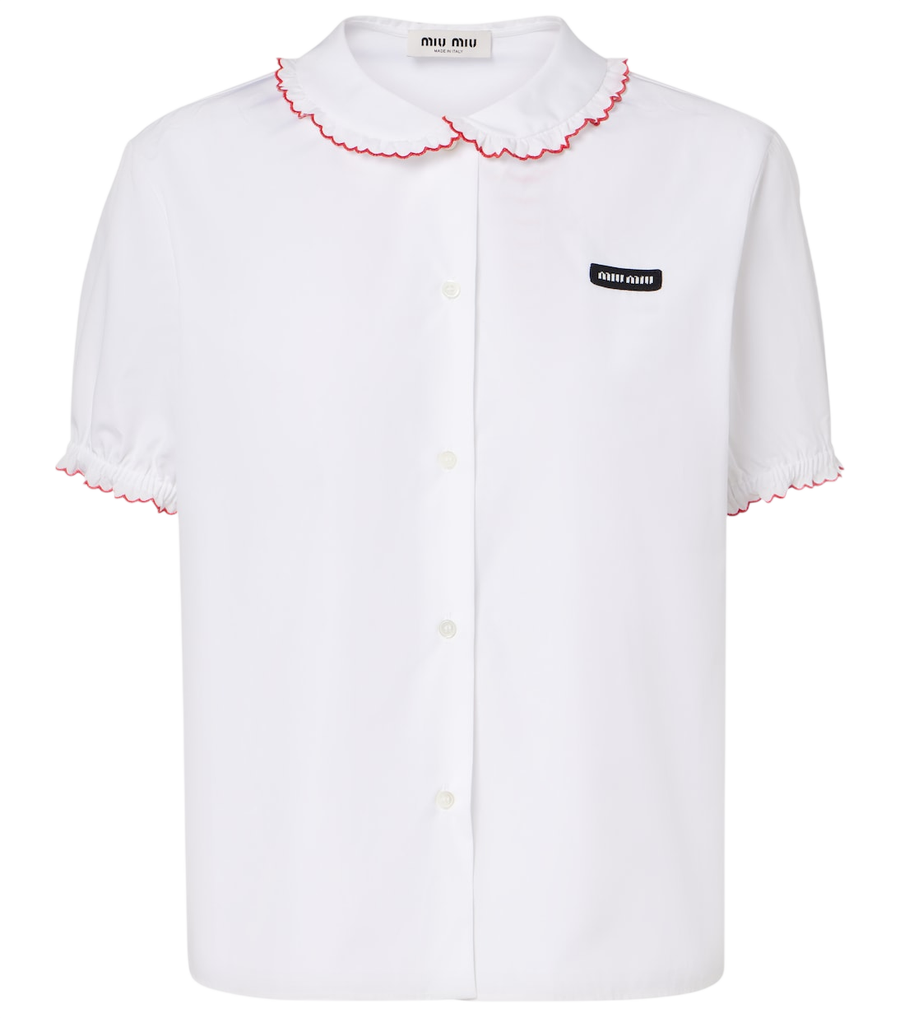 Miu Miu Scalloped cotton poplin shirt