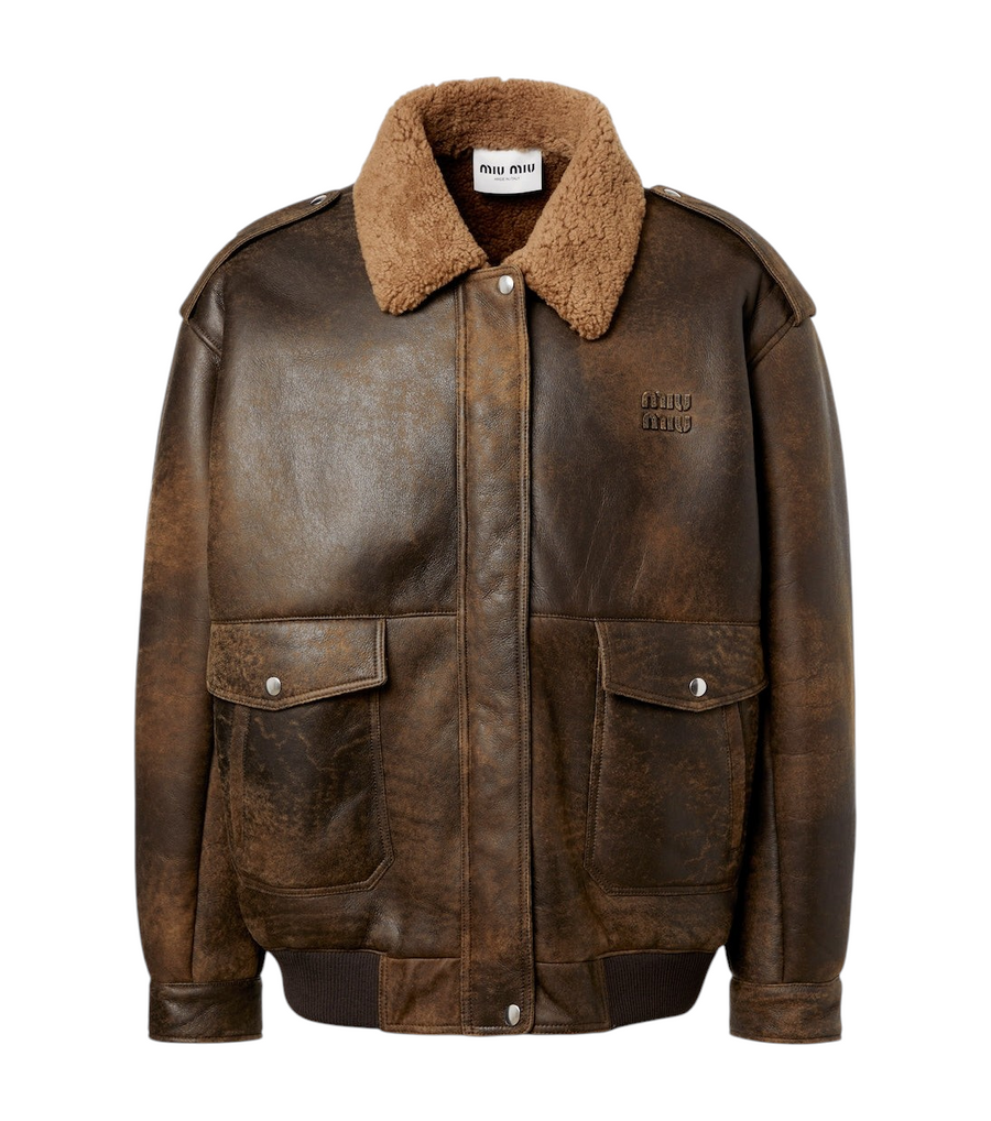 Miu Miu Shearling-lined leather blouson jacket