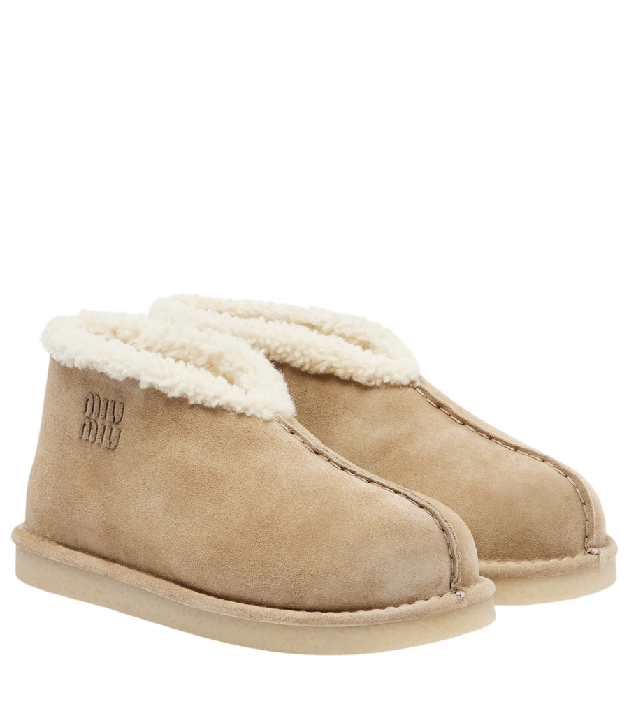 Miu Miu Shearling-lined suede ankle boots
