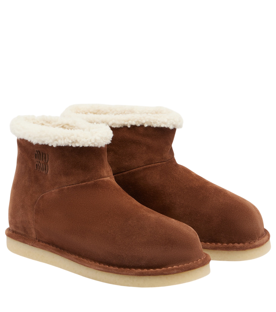 Miu Miu Shearling-lined suede ankle boots