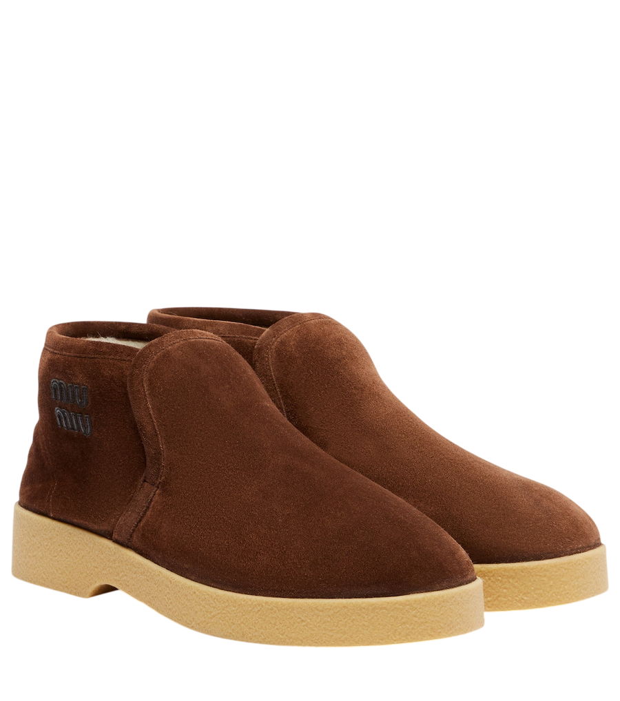 Miu Miu Shearling-lined suede boots