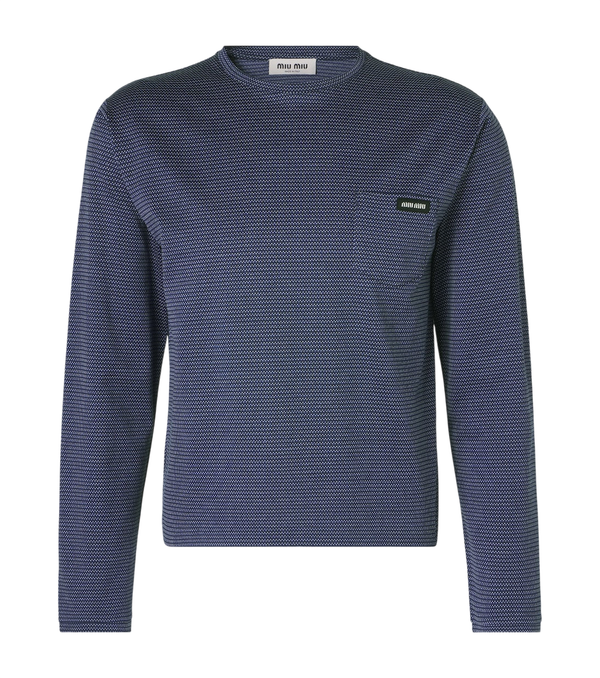 Miu Miu Striped cotton jersey jacquard T-shirt