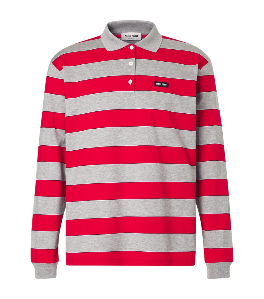 Miu Miu Striped cotton jersey polo shirt