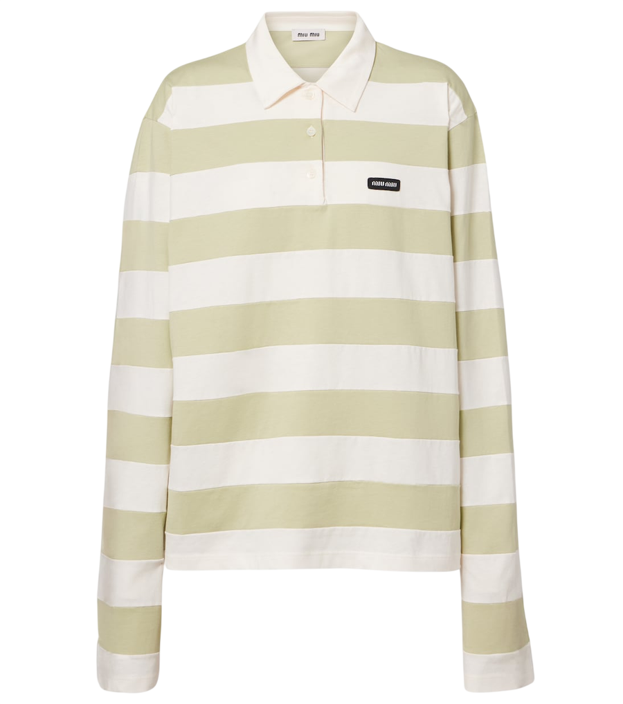 Polo en jersey de coton rayé Miu Miu