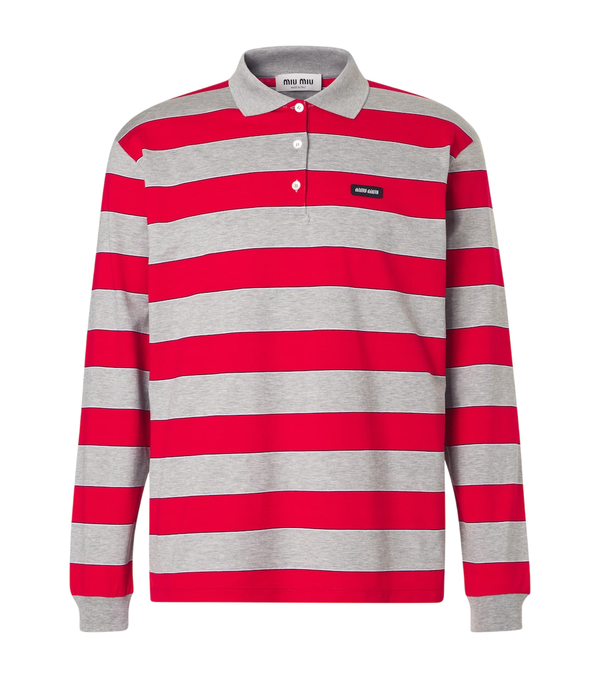 Miu Miu Striped cotton jersey polo shirt