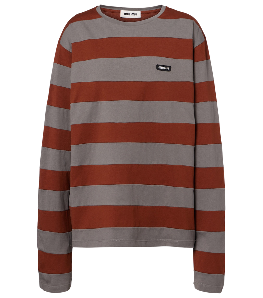 Miu Miu Striped cotton jersey T-shirt